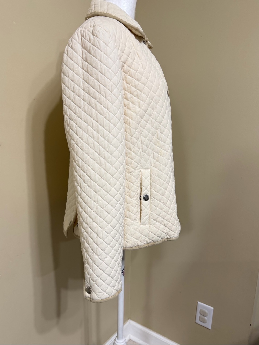 Ralph Lauren Cream Quilted Utility Jacket with Sherpa Collar - Picture 5 of 8